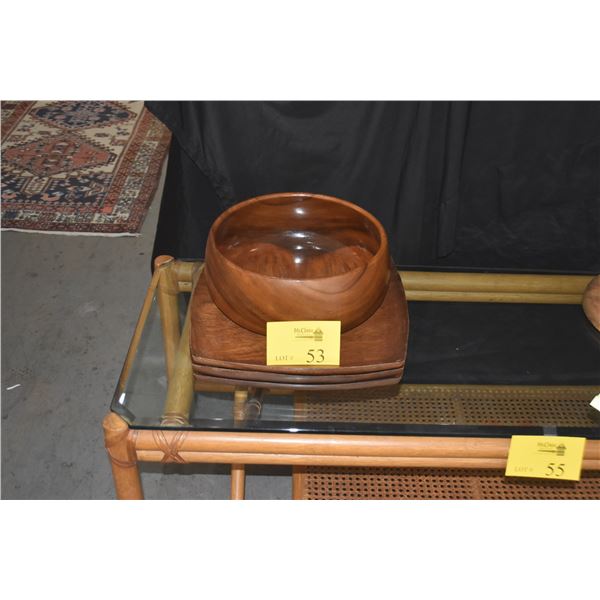 HOUSE OF KALAI MONKEYPOD PLATES & WOOD BOWL (4 PCS)