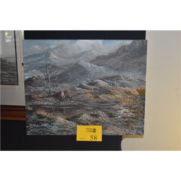 OIL PAINTING ON BOARD, KOKEE, KAUAI; SIGNED DOWSON '76