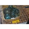 Image 1 : COLLECTION OF GLASS FISHING FLOATS (9 PCS) (DOES NOT INCLUDE BASKET)