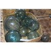 Image 3 : COLLECTION OF GLASS FISHING FLOATS (9 PCS) (DOES NOT INCLUDE BASKET)