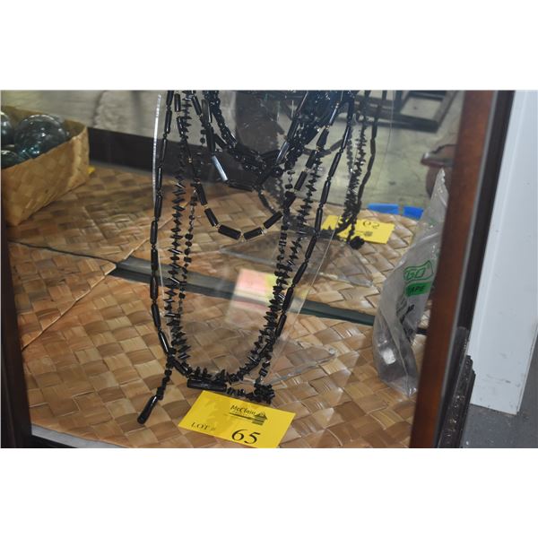 8 BLACK CORAL NECKLACES (8 PCS)(DOES NOT INCLUDE STAND)
