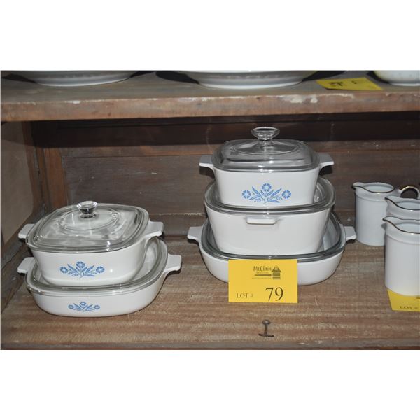 CORNINGWARE COVERED CASSEROLE DISHES (5 PCS)