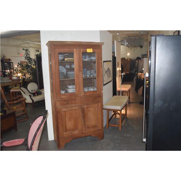 PINE STORAGE CABINET/PIE SAFE W/4 DOORS & 2 DRAWERS (41" X 79" X 18 1/2")
