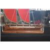 Image 4 : 12" HAWAIIAN VOYAGING CANOE W/RED SAILS IN SHOWCASE BY FRANCIS PIMMEL