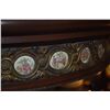 Image 11 : ANTIQUE PARLOR/TEA TABLE W/GLASS TOP, CARVED WOODEN BASE & INSET PORCELAIN PLAQUES