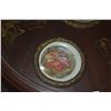 Image 5 : ANTIQUE PARLOR/TEA TABLE W/GLASS TOP, CARVED WOODEN BASE & INSET PORCELAIN PLAQUES