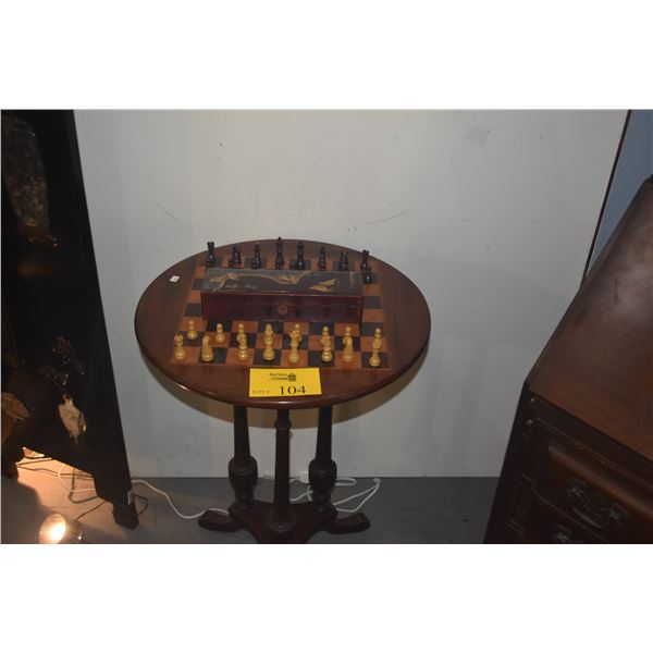 CHESS/CHECKERS TABLE (BOX W/CHESS & CHECKER SET) (29 1/2" X 20")