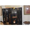 Image 1 : 4 PANEL CHINESE LACQUERED COROMANDEL FOLDING SCREEN W/APPLIQUED SIMI-PRECIOUS STONES, 100 ANTIQUE PA