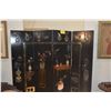 Image 3 : 4 PANEL CHINESE LACQUERED COROMANDEL FOLDING SCREEN W/APPLIQUED SIMI-PRECIOUS STONES, 100 ANTIQUE PA
