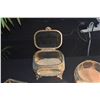 Image 3 : BEVELED GLASS JEWELRY DISPLAY BOXES & FRAMED LACE VANITY TRAY (4 PCS)