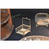 Image 4 : BEVELED GLASS JEWELRY DISPLAY BOXES & FRAMED LACE VANITY TRAY (4 PCS)