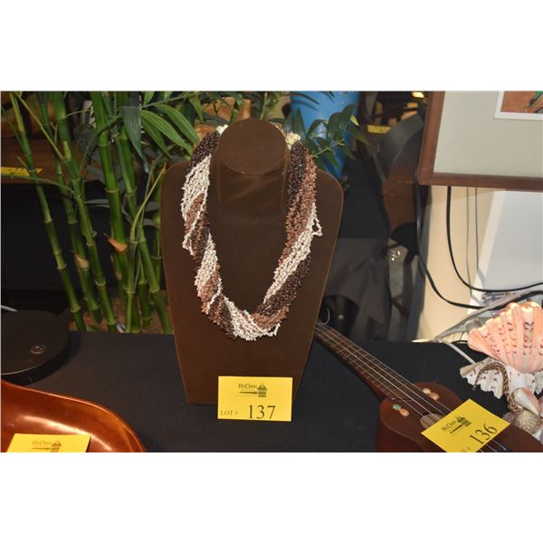 30" 16 STRAND SHELL LEI W/COWRY SHELL CLASP