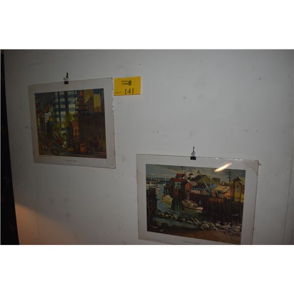 MATTED PRINTS: CALIFORNIA STREET SCENE & FISHERMAN'S WHARF (2 PCS)