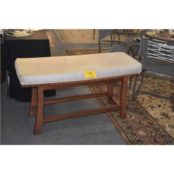 UPHOLSTERED WOODEN BENCHES (MATCHES LOT 92) (2 PCS)