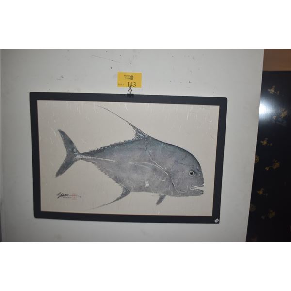 MATTED GYOTAKU PRINT; SIGNED HAMAMOTO (36" X 24")