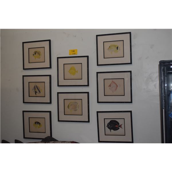 FRAMED LITHOGRAPHS, VARIOUS TROPICAL FISH (16" X 14 1/4") (8 PCS)