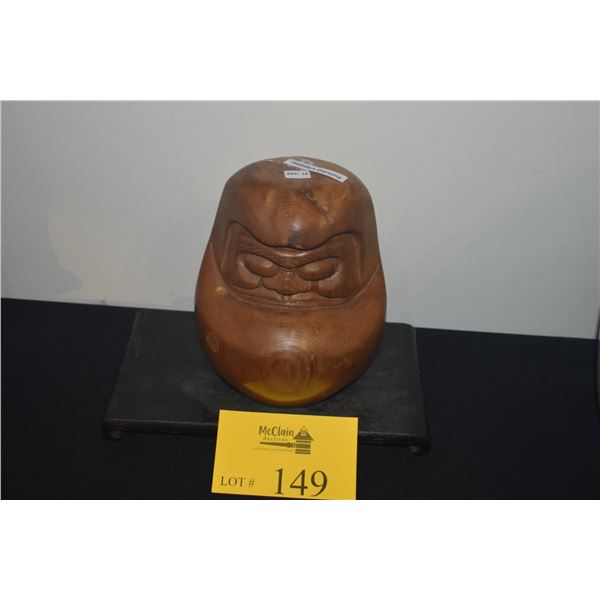 JAPANESE CARVED WOODEN DARUMA (7 1/4") (DOES NOT INCLUDE STAND)