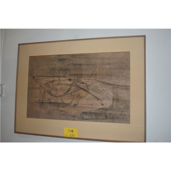 FRAMED ABSTRACT; SIGNED (41" X 30")