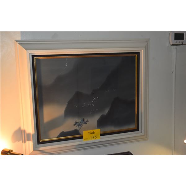 FRAMED ORIGINAL SILK PAINTING; SIGNED DAVID LEE