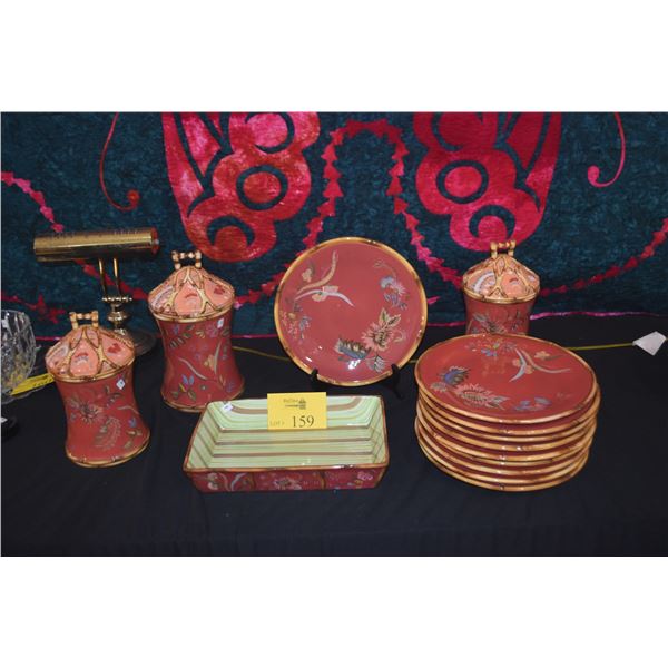 TRACY PORTER ARTESIAN ROAD DINNER PLATES, COVERED CANNISTERS & CASSEROLE DISH (14 PCS) (DOES NOT INC