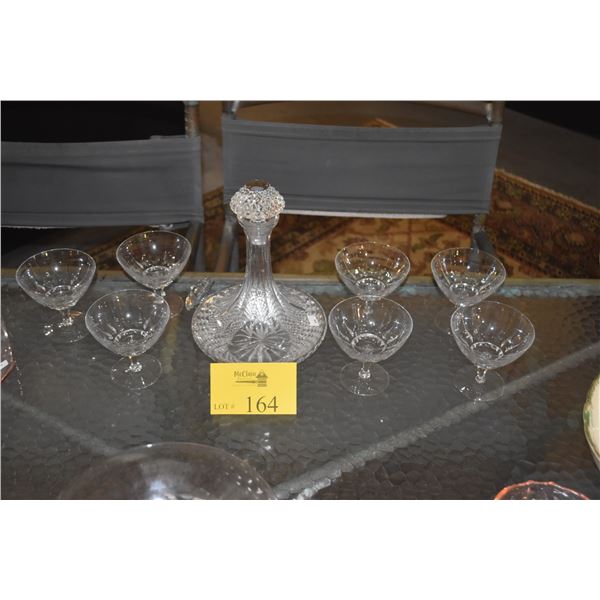 CRYSTAL DECANTER & STEMMED CRYSTAL GLASSES (8 PCS)