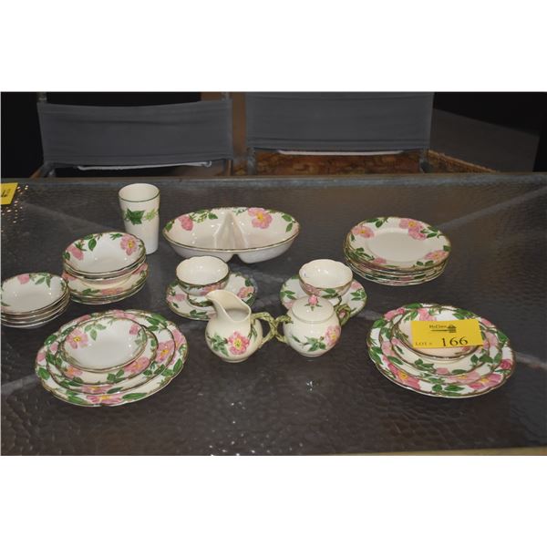 FRANCISCAN DESERT ROSE PLATES, BOWLS, CUPS, SAUCERS, CREAMER & SUGAR (30 PCS)