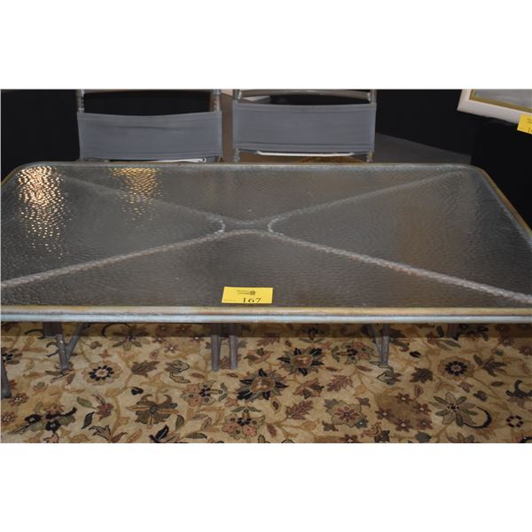 KIPP STEWART BRONZE & GLASS OUTDOOR DINING TABLE (60" X 36" X 27")