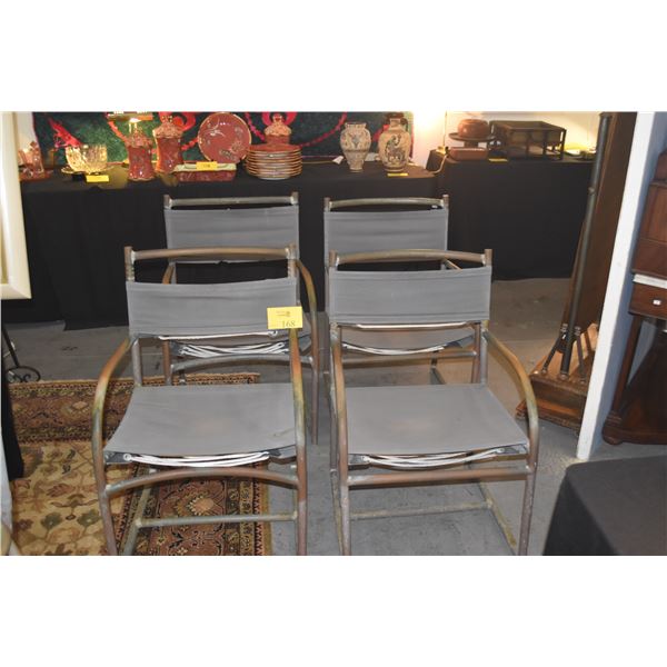 VINTAGE WALTER LAMB PATIO CHAIRS W/FABRIC & ROPE (3 1/2" DIA) (4 PCS)