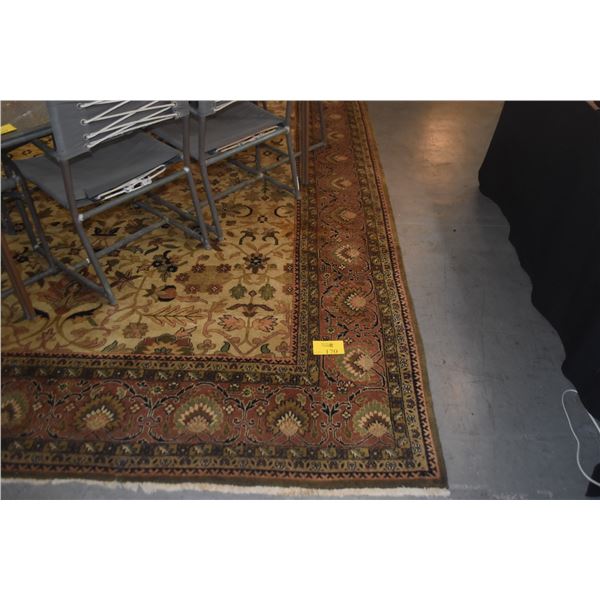 HAND KNOTTED WOOL CARPET, MADE IN INDIA (108" X 141")