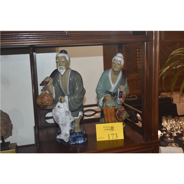 VINTAGE CHINESE FISHERMAN COUPLE (14") (2 PCS)