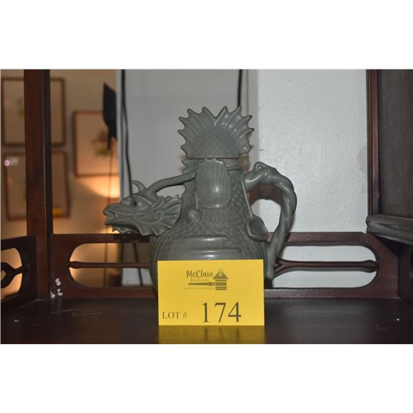 CELADON DRAGON EWER W/LID (9")