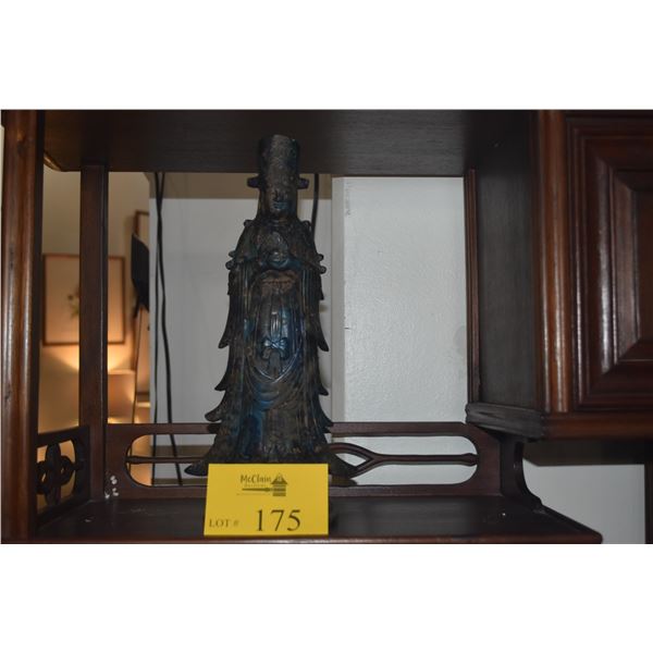 CHINESE BRONZED IRON STANDING BODHISATTVA (14 3/4")