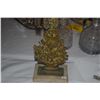 Image 2 : ANTIQUE GIRANDOLE-BRASS, MARBLE & CRYSTAL CANDLE HOLDERS (PAIR)