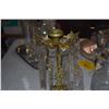 Image 3 : ANTIQUE GIRANDOLE-BRASS, MARBLE & CRYSTAL CANDLE HOLDERS (PAIR)