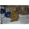 Image 5 : ANTIQUE GIRANDOLE-BRASS, MARBLE & CRYSTAL CANDLE HOLDERS (PAIR)