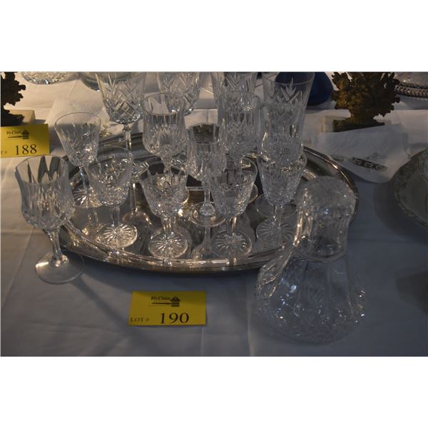WATERFORD LISMORE STEMWARE, CRISTAL D'ARGUES LONGCHAMP STEMWARE & WATER PITCHER (15 PCS) (DOES NOT I