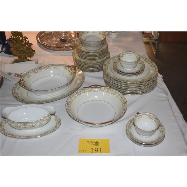 COLLECTION OF NORITAKE "ELVIRA" CHINA PLATES, BOWLS & SERVING PIECES (40 PCS)
