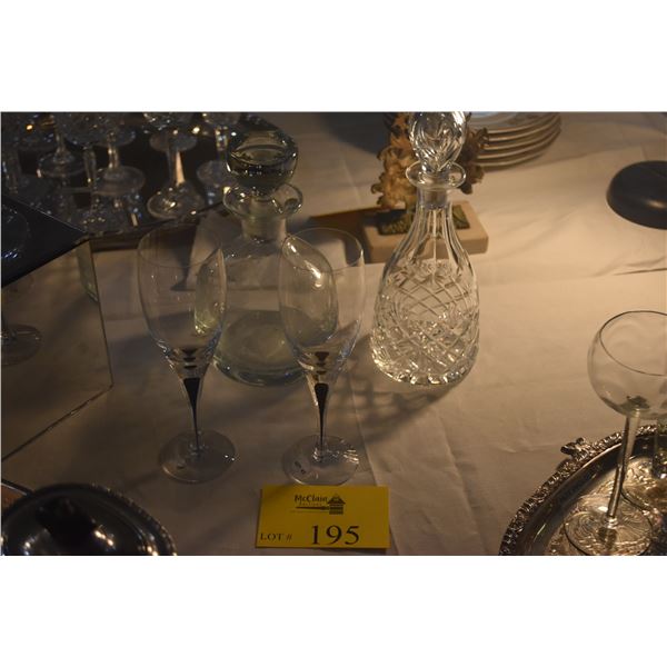 DECANTERS & ORREFORS WINE GLASSES (4 PCS)