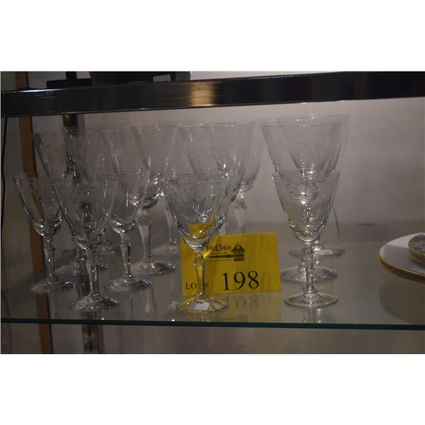 ETCHED CRYSTAL STEMWARE (14 PCS)