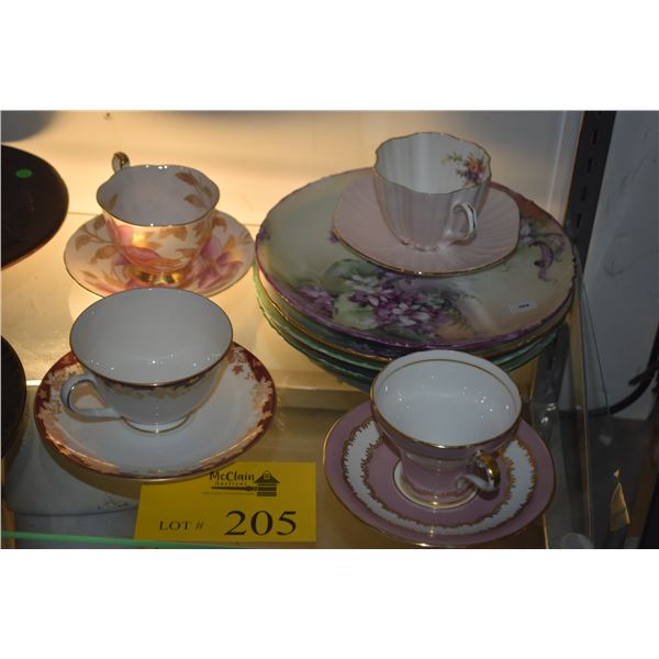 TEA CUPS, SAUCERS & VERSAILLES DISHES (12 PCS)