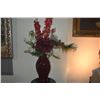 Image 2 : CHINESE OX BLOOD VASE W/CHRISTMAS FLORAL ARRANGEMENT (32")