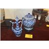 Image 1 : CHINESE BLUE & WHITE COVERED PORCELAIN JAR & BLUE & WHITE PORCELAIN EWER (2 PCS) (DOES NOT INCLUDE S