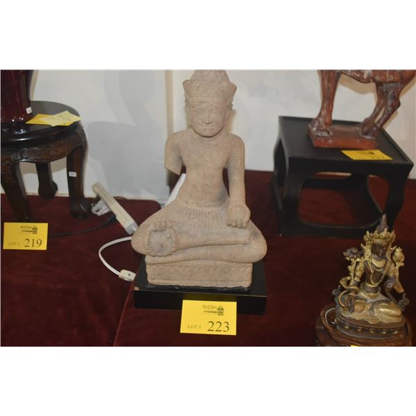 KILMER STYLE STONE SCULPTURE OF A DIVINITY, POSSIBLY A BODHISATTVA OR A CROWNED BUDDHA (17")