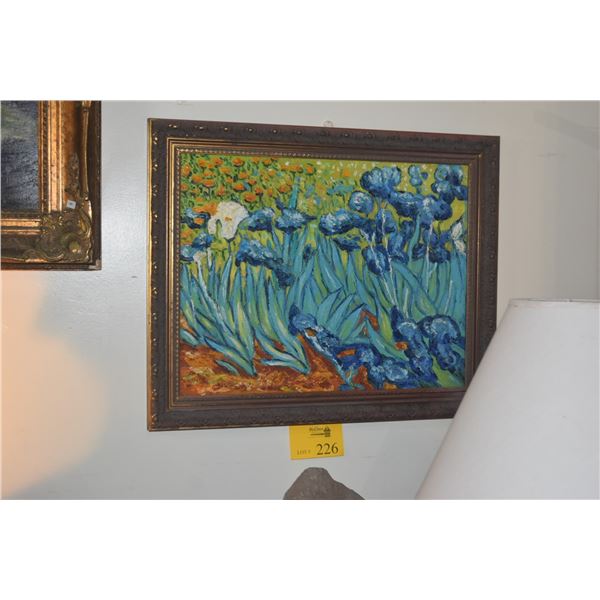 FRAMED REPRODUCTION, "IRISES"; VINCENT VAN GOGH (27" X 22")