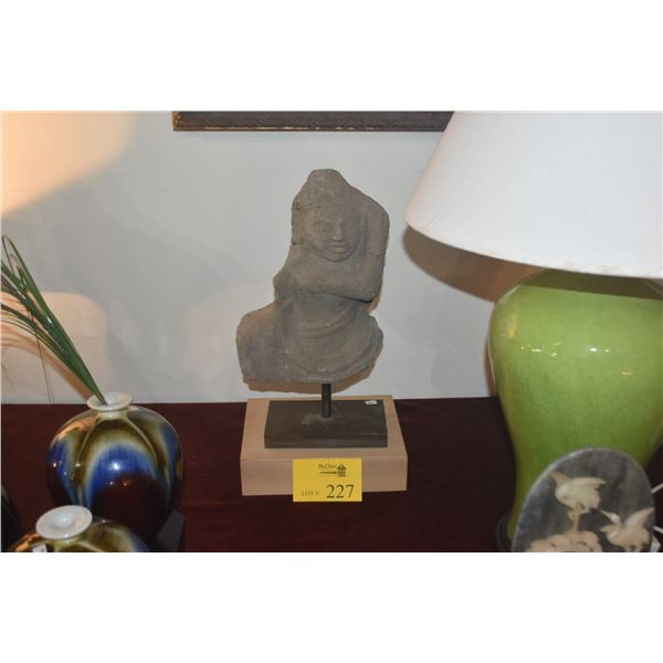 ANTIQUE KILMER STONE FRAGMENT ON DISPLAY STAND (17 1/2") (DOES NOT INCLUDE STAND)
