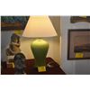 Image 1 : CHINESE MEI PING SPRING GREEN CRACKLED VASE LAMP W/SHADE (31")
