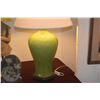 Image 2 : CHINESE MEI PING SPRING GREEN CRACKLED VASE LAMP W/SHADE (31")