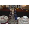 Image 2 : SET OF 3 ETCHED CRYSTAL DECANTERS W/STAND (3 PCS)