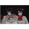 Image 2 : MIXED LOT: CRANBERRY GLASS VASES, ASSORTED GLASS & CRYSTAL SERVING PIECES, CRANBERRY GLASS ASHTRAYS 