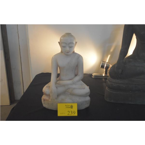 BURMESE WHITE MARBLE SEATED BUDDHA (17")